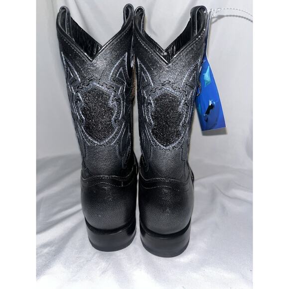 Exotic Black Genuine Stingray Leather Western Cowboy Boots‎ Square Womens Sz 8.5 main image 6